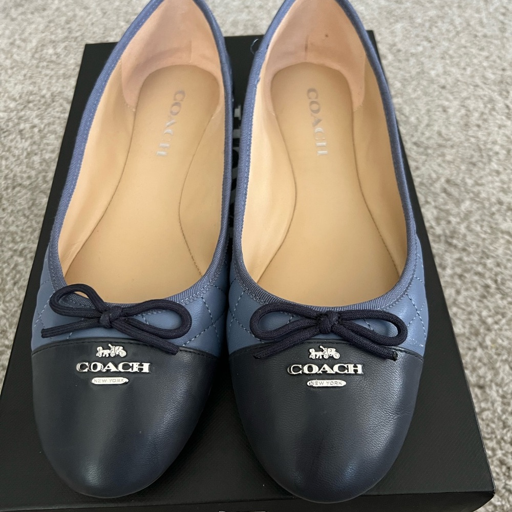 Coach Blue Quilted Loafers with Rounded Toe